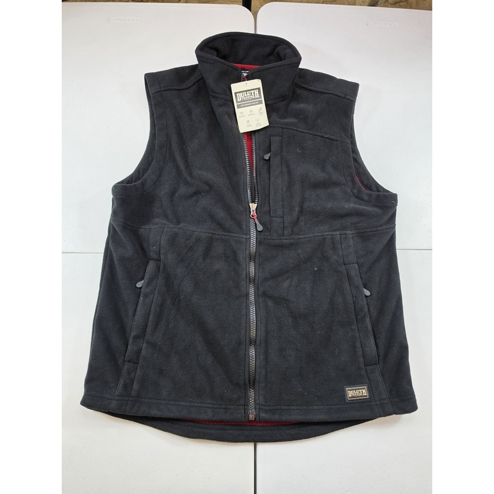New Duluth Trading Men's L-Tall Shoremans Fleece Black Zip Lined Vest